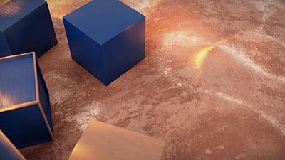 NPCC cubes on a copper floor